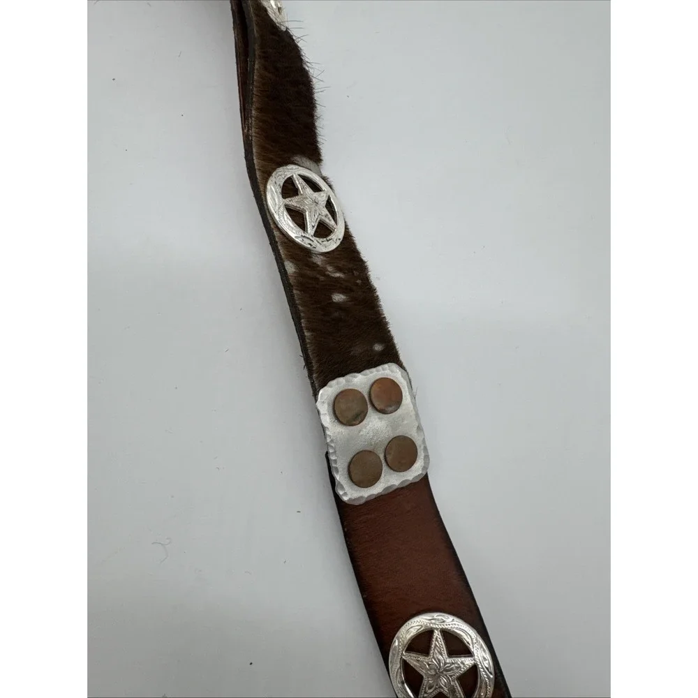 MEN'S WESTERN CONCHO LEATHER BELT. COWBOY RODEO SUEDE CONCHO LEATHER BELT 34